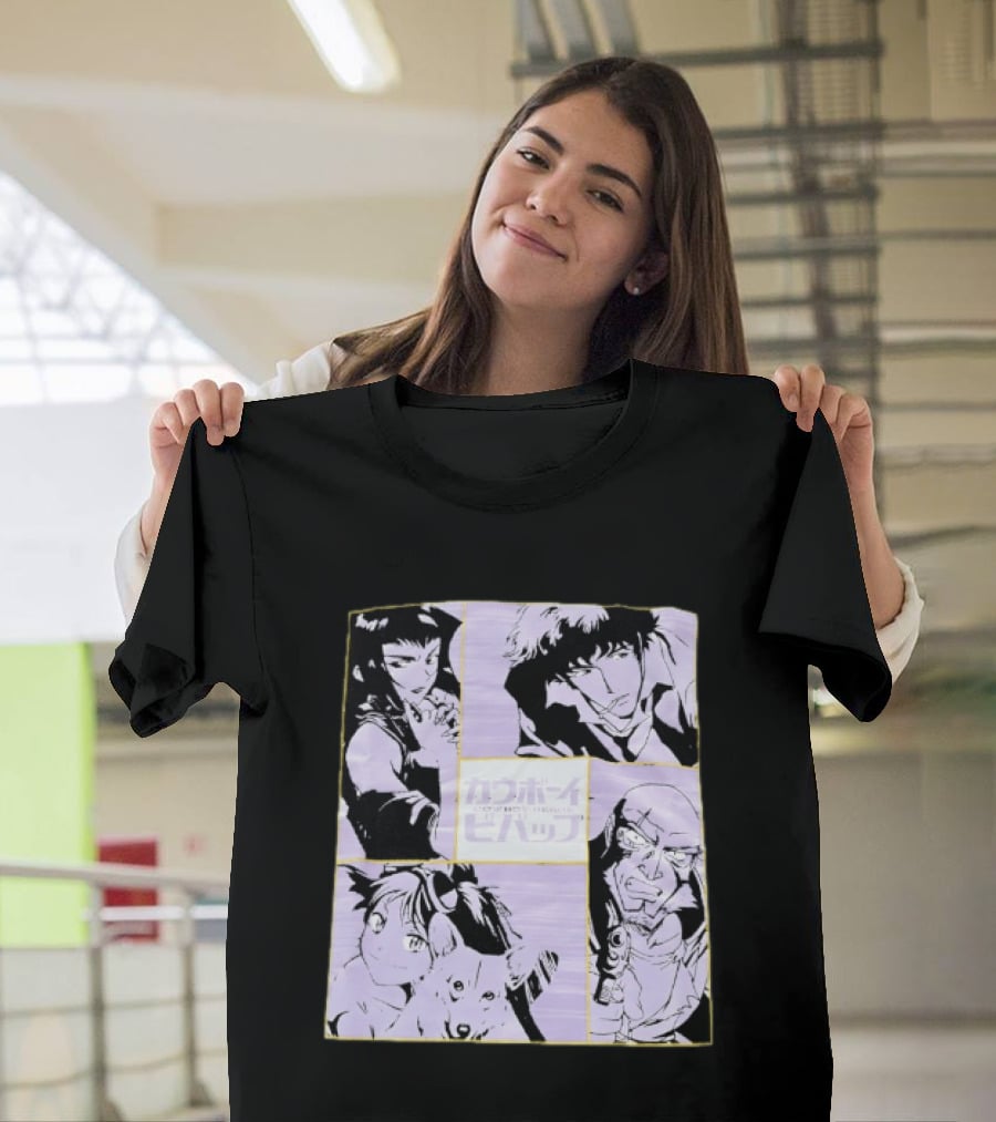 Cowboy Bebop Anime Characters Collage Faye Spike Ein Jet T-Shirt