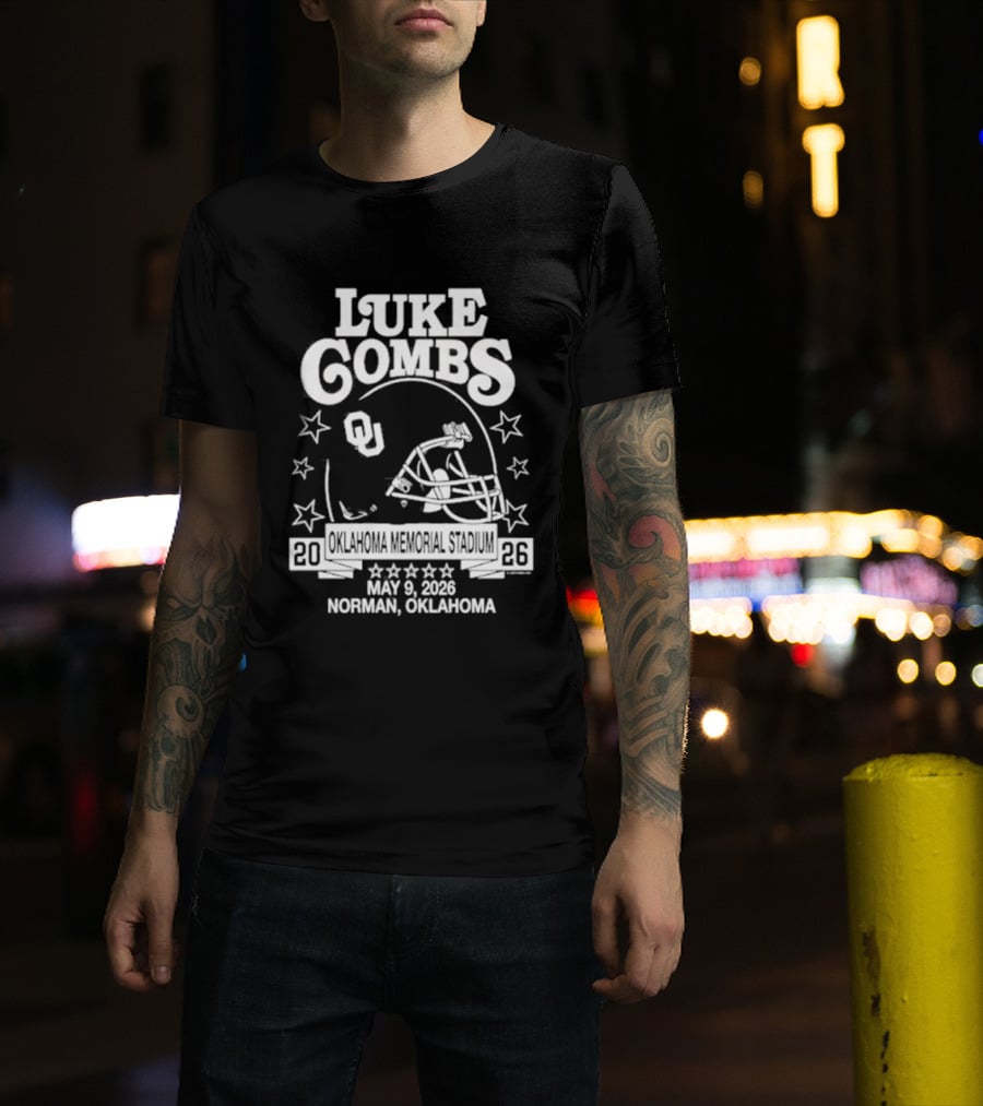 Luke Combs May 9 2026 Norman Oklahoma Football Helmet Stars Concert Event T-Shirt