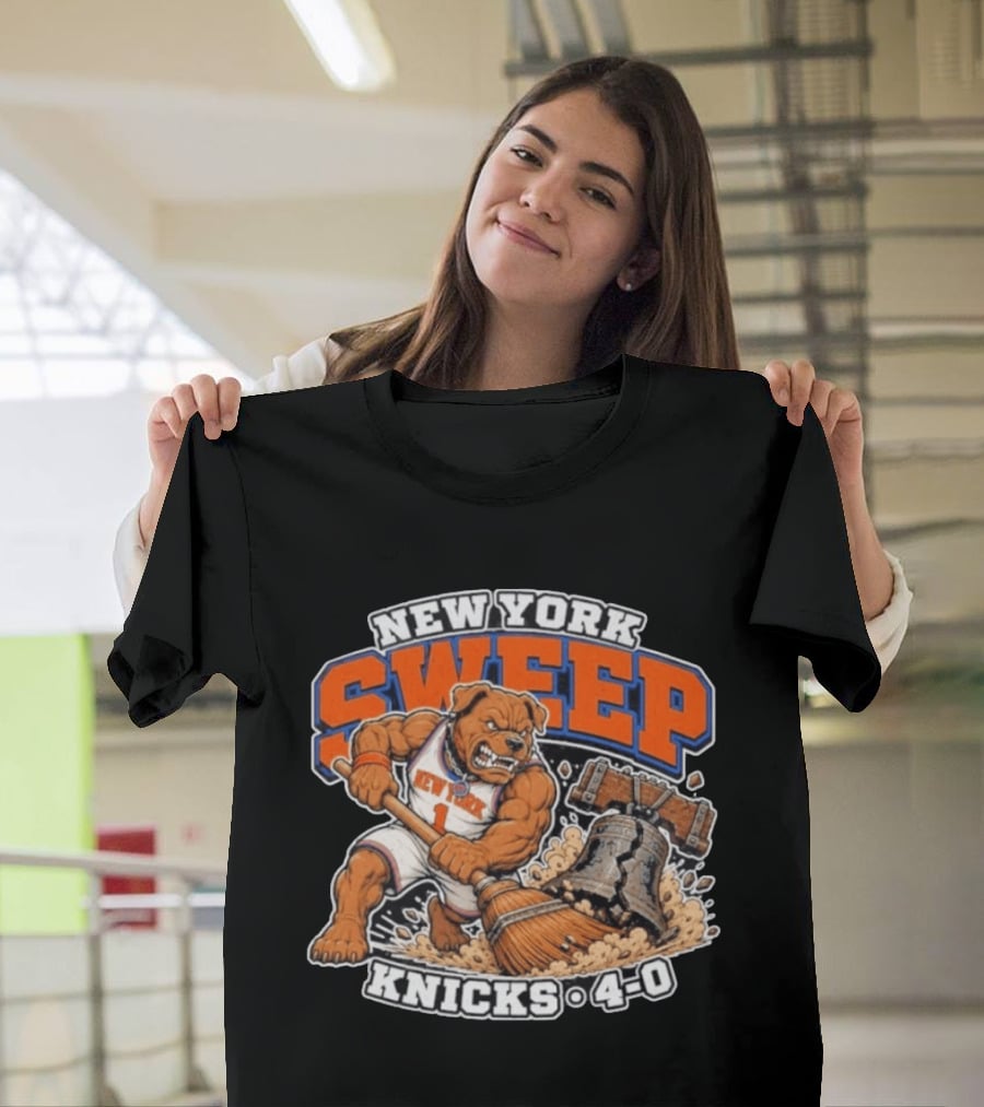 New York Knicks Sweep 76ers Bell Cracked 4 0 T-Shirt