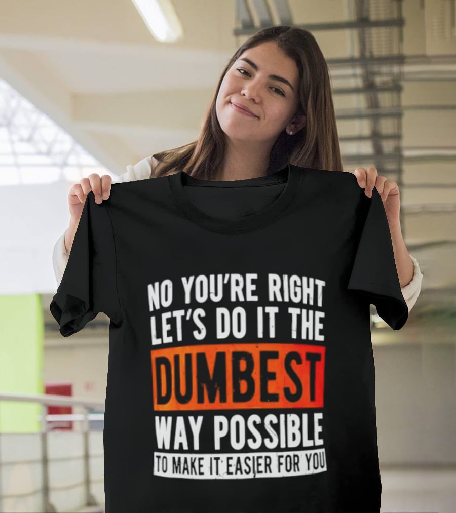 No You're Right Let's Do It The Dumbest Way Possible To Make It Easier For You T-Shirt