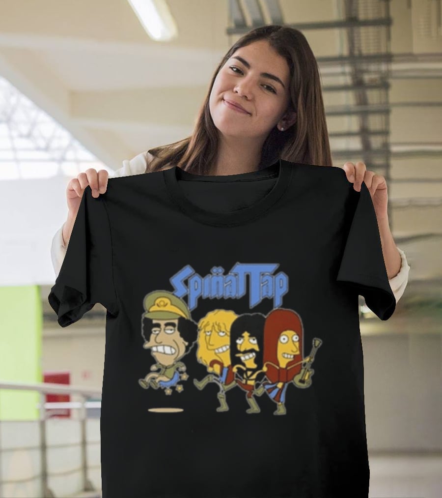 Spinattap 1992 World Tour London Paris Munich Springfield Gaddafi Cartoon Characters T-Shirt