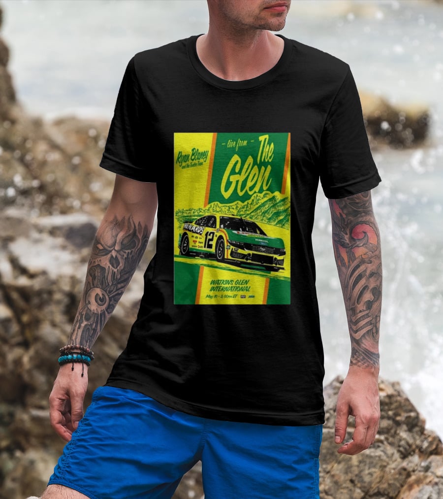 Ryan Blaney Live From The Glen Watkins Glen International May 10 3:00pm ET NASCAR Race Team Menards Pennzoil Car 12 T-Shirt