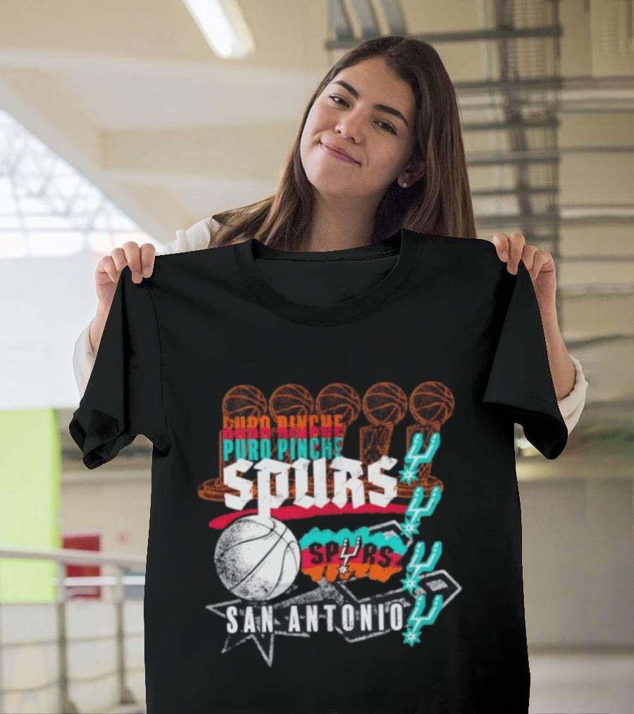 San Antonio Spurs Puro Pinche Basketball Trophy Icons And 90s T-Shirt