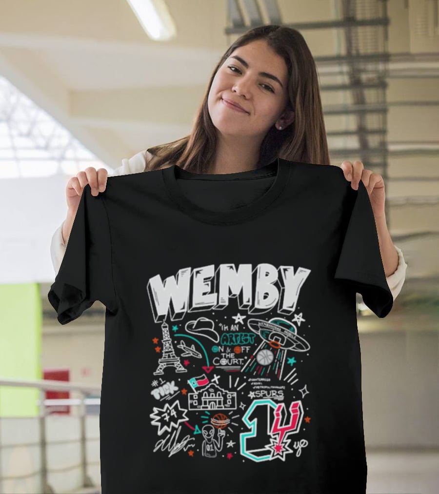 Wemby Victor Wembanyama Artist On Off Court Spurs #1 Eiffel Tower Alien Spaceship T-Shirt