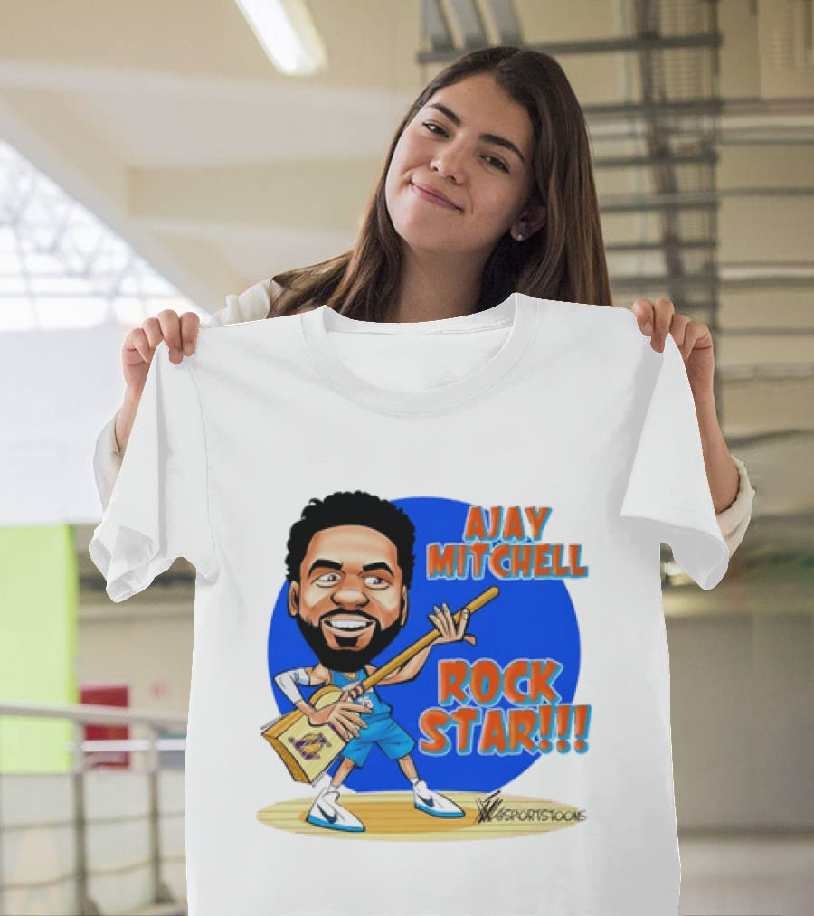 Ajay Mitchell Oklahoma City Thunder Rock Star Basketball Caricature T-Shirt