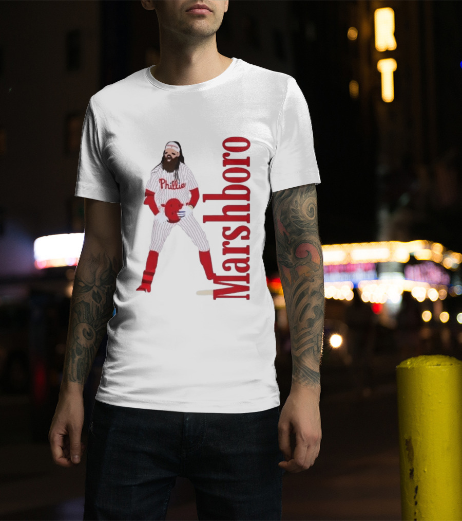 Brandon Marshboro Phillies Player Uniform Red Vertical T-Shirt