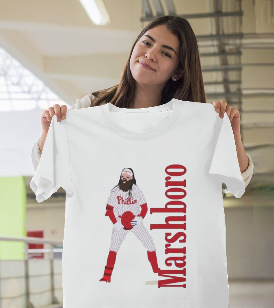 Brandon Marshboro Phillies Player Uniform Red Vertical T-Shirt