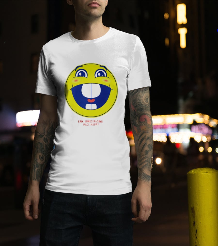 Erik Jones Racing Race Happy Yellow Smiley Face T-Shirt