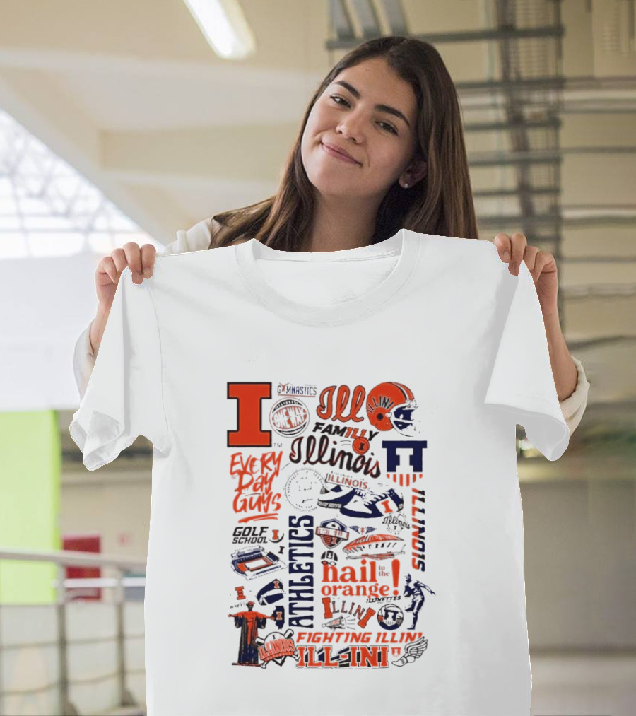 Illinois Fighting Illini Athletics Symbols Illini Orange Blue Football Basketball Golf Illini Till I Die T-Shirt