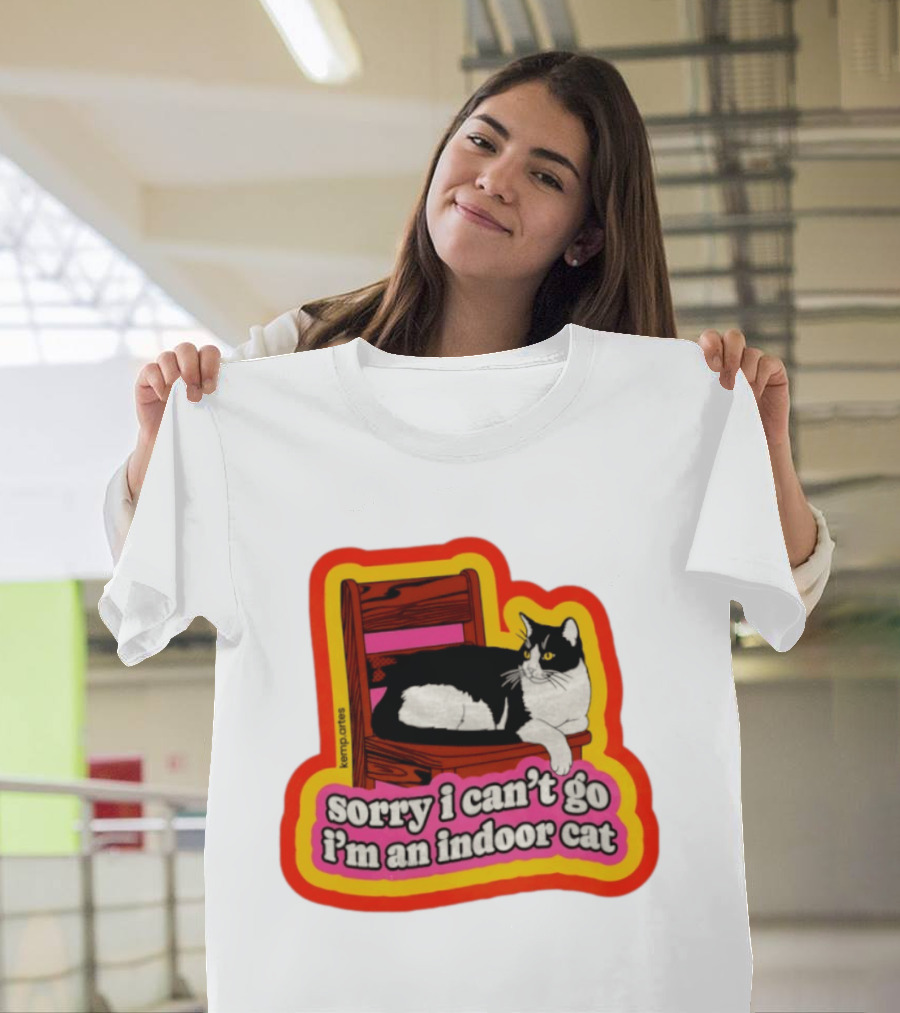 Indoor Cat Humor Sorry I Can't Go Vintage Feline Vibes T-Shirt