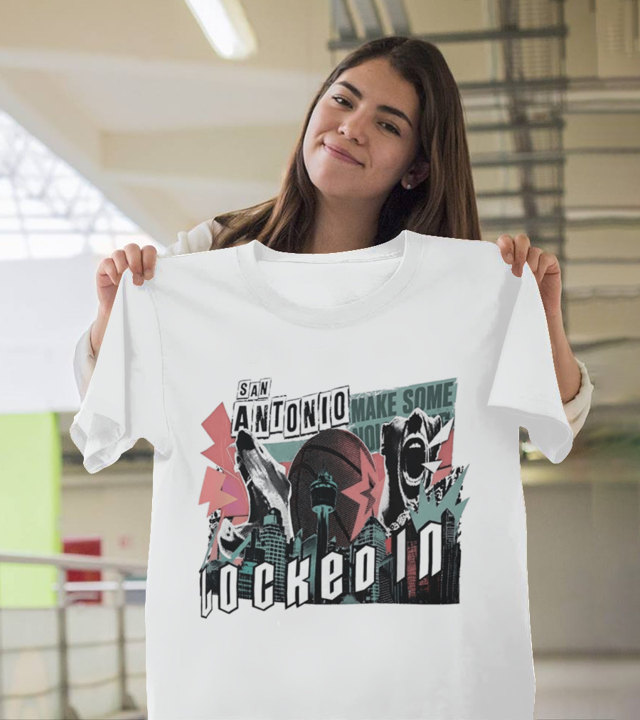 San Antonio Spurs Locked In 2026 Skyline City NBA Make Some Noise T-Shirt