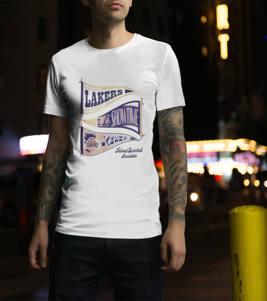 Lakers Showtime Banners Los Angeles Basketball Association T-Shirt