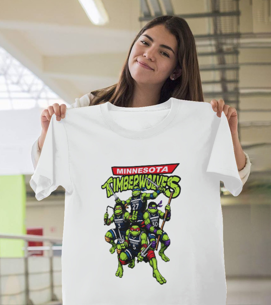Minnesota Timberwolves Ninja Turtles Crossover Edwards Gobert Randle McDaniels T-Shirt