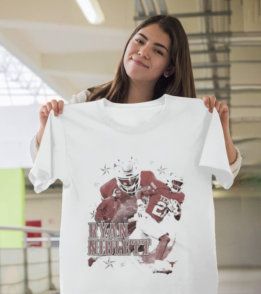 Texas Longhorns NCAA Football Ryan Niblett Collage Stars And Athlete Number T-Shirt