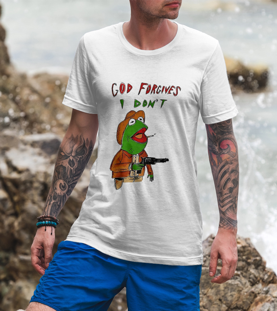 Yeehaw Kermit God Forgives I Don't Cowboy Humor T-Shirt
