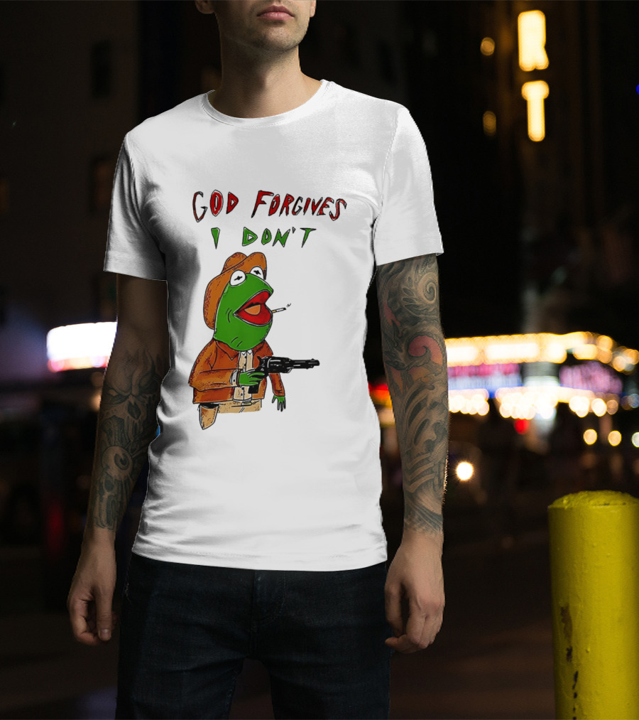Yeehaw Kermit God Forgives I Don't Cowboy Humor T-Shirt
