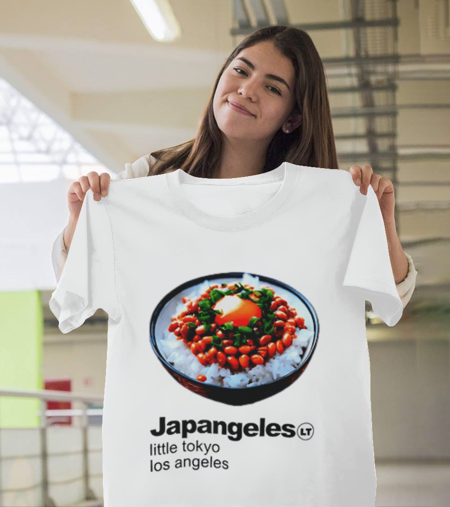 Japangeles Little Tokyo Los Angeles Natto Gohan Bowl With Egg And Scallions T-Shirt
