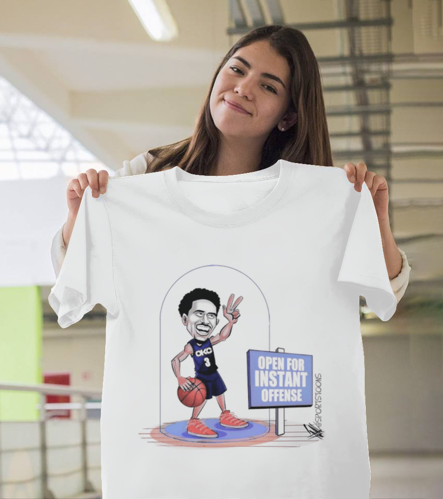 Jared McCain Number 3 Peace Sign Basketball Open For Instant Offense T-Shirt
