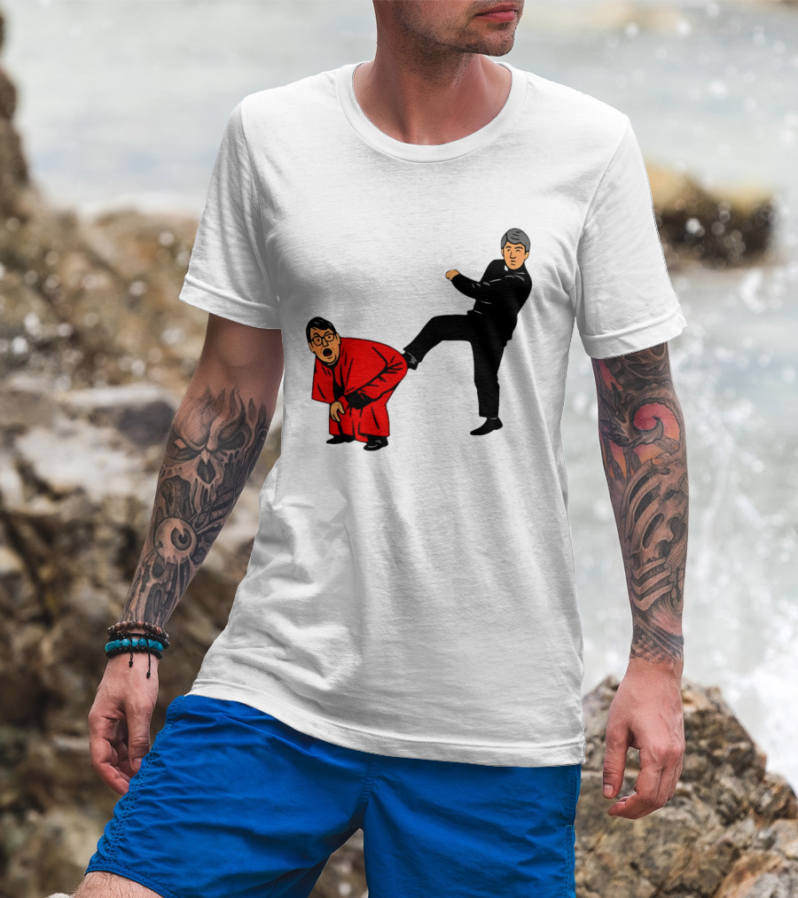Kicking Random Man Up The Arse Funny Comic Scene T-Shirt