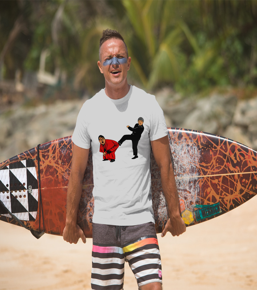 Kicking Random Man Up The Arse Funny Comic Scene T-Shirt