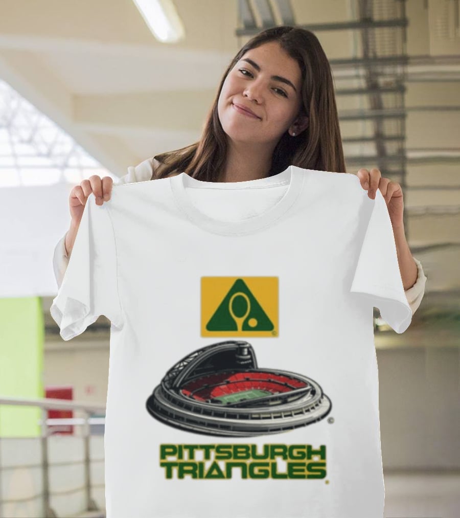 Pittsburgh Triangles Tennis Stadium With Tennis Racket T-Shirt
