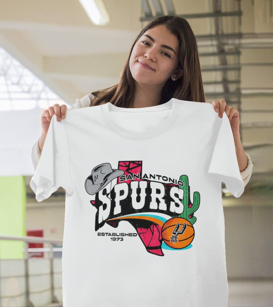 San Antonio Spurs 1973 Cactus Texas Basketball Cowboy Hat T-Shirt