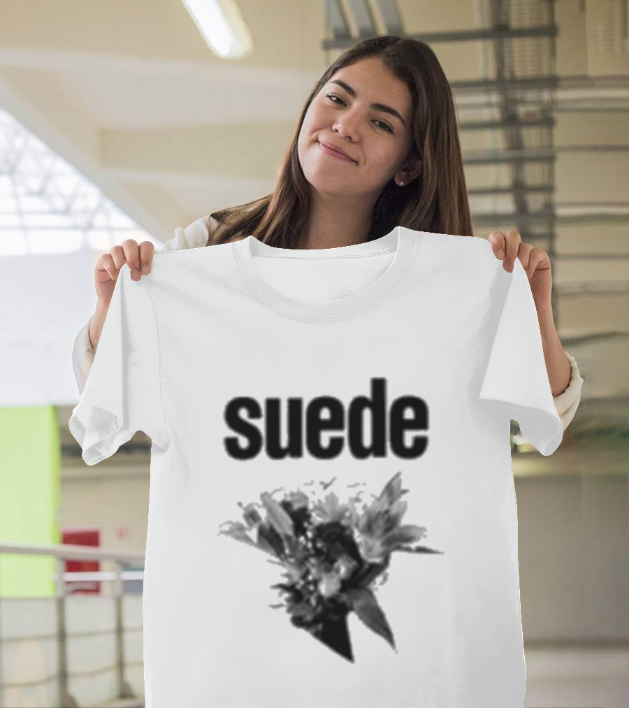 Suede Disintegrate Black And White Floral Explosion T-Shirt