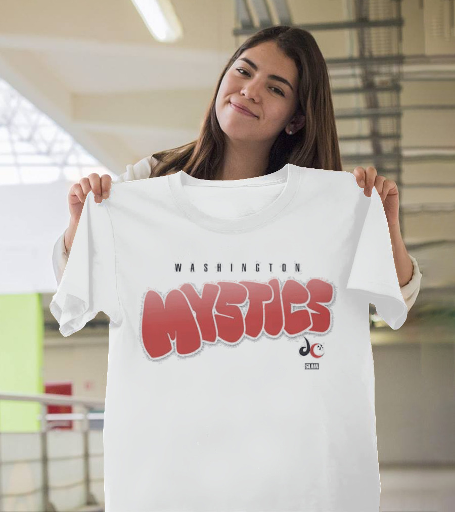 Washington Mystics Bubble Script Crop Mystics Basketball T-Shirt
