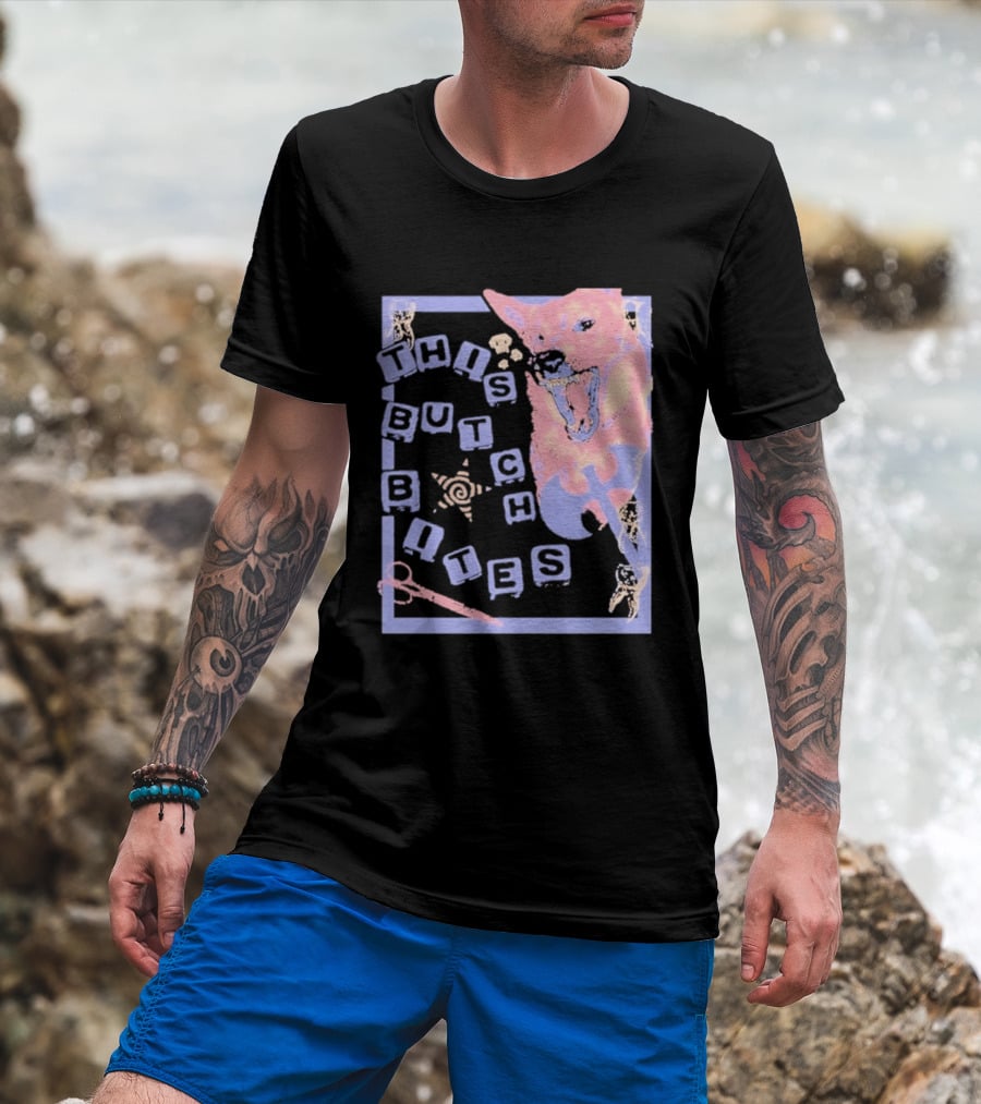 This Butch Bites Dog Retro Vibe Scissors And Blocks T-Shirt
