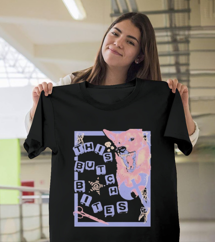 This Butch Bites Dog Retro Vibe Scissors And Blocks T-Shirt