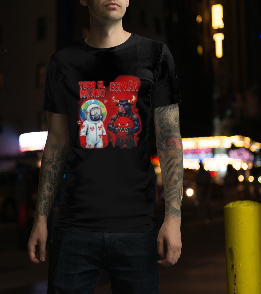 Todo El Mundo España Hantavirus 2026 Hazmat Bull And Virus T-Shirt