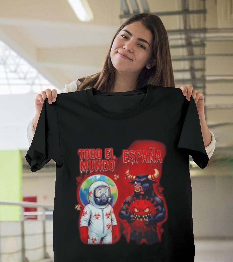 Todo El Mundo España Hantavirus 2026 Hazmat Bull And Virus T-Shirt