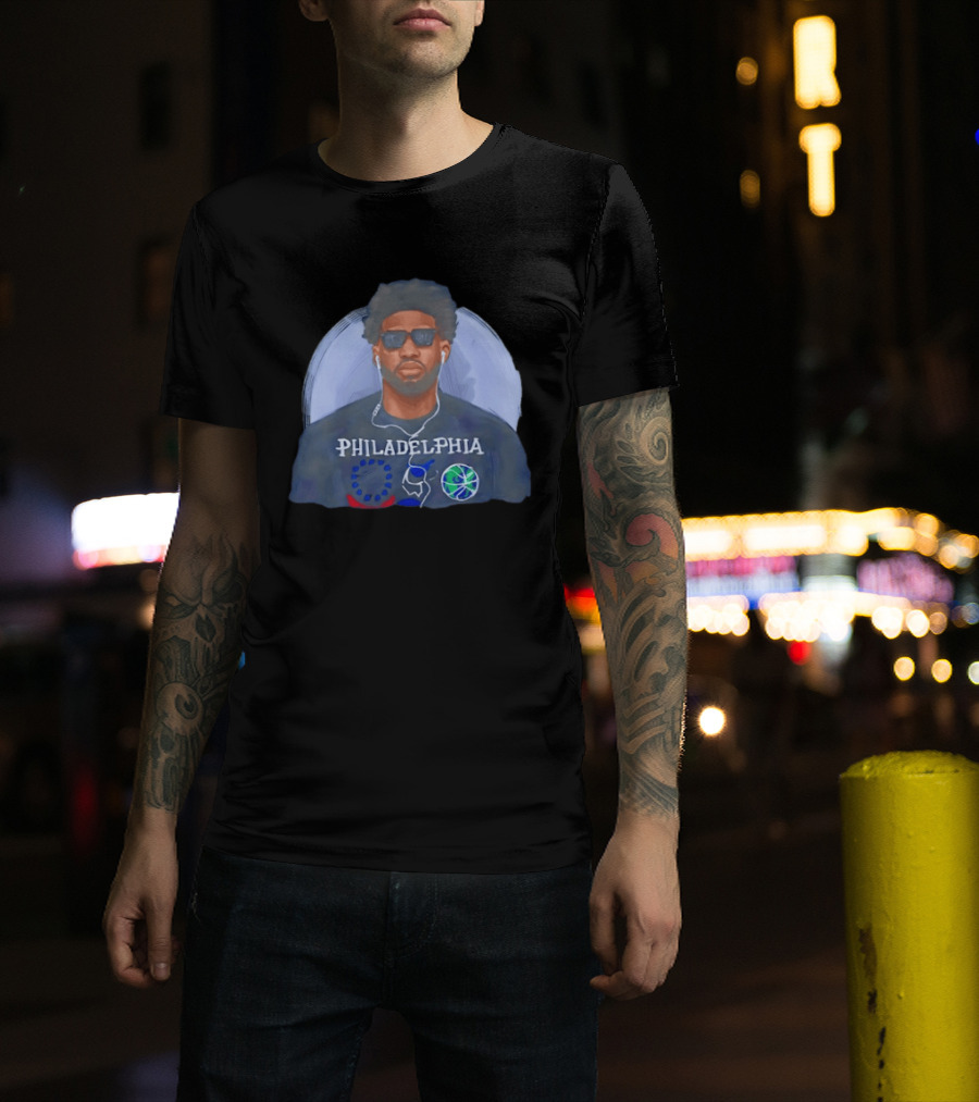 Philadelphia 76ers Joel Embiid Wearing Glasses NBA Basketball 2026 T-Shirt