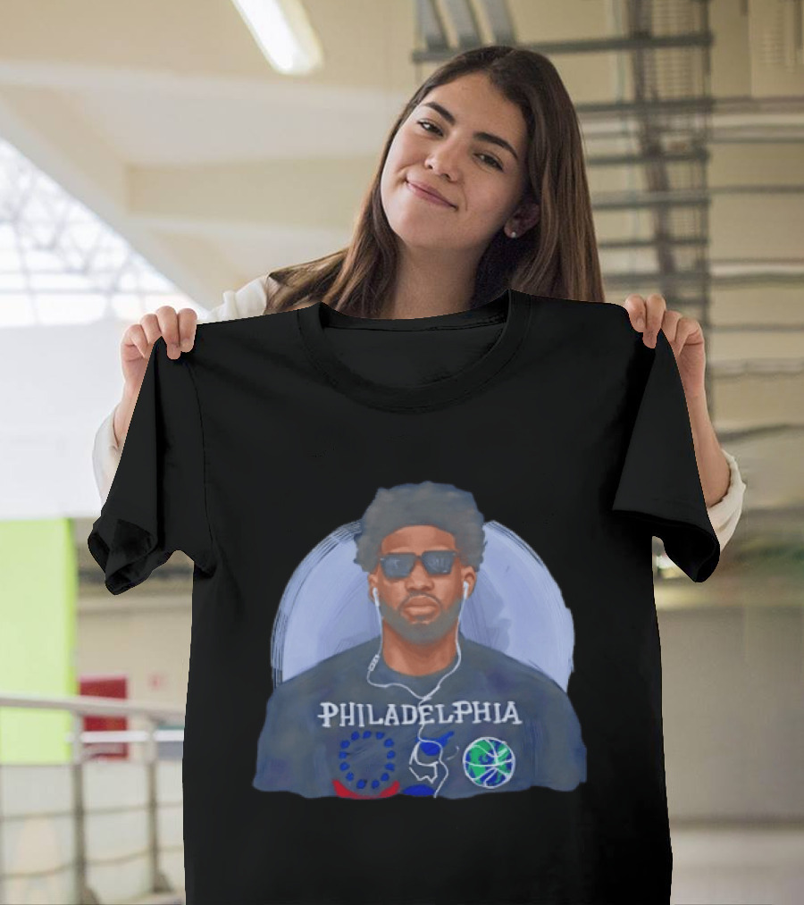 Philadelphia 76ers Joel Embiid Wearing Glasses NBA Basketball 2026 T-Shirt