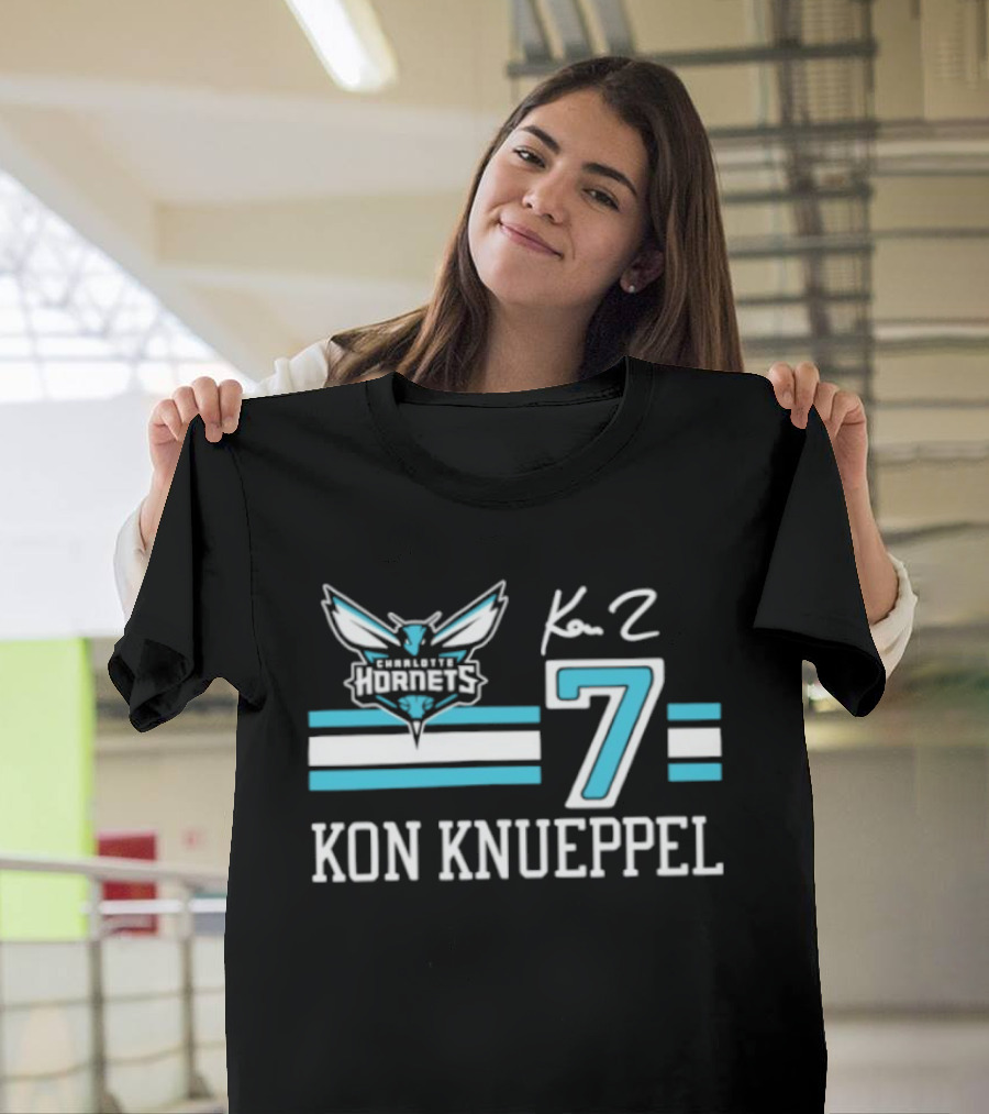 Kon Knueppel Charlotte Hornets 7 NBA 2026 Autographed T-Shirt