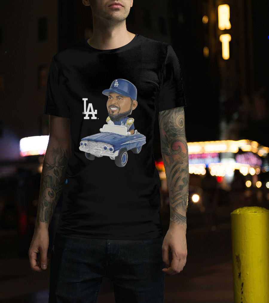 LA Dodgers Ice Cube Bobblehead Classic Cap Low Rider T-Shirt
