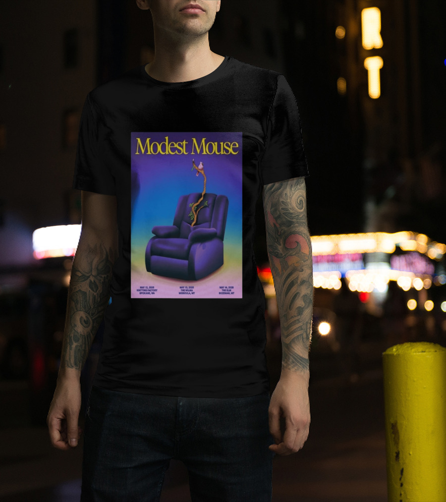 Modest Mouse Tour May 2026 Recliner And Tree Bozeman MT The Elm T-Shirt