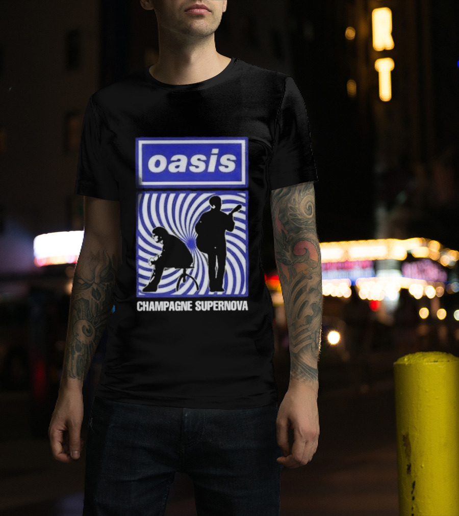 Oasis Champagne Supernova Band Silhouette Spiral T-Shirt