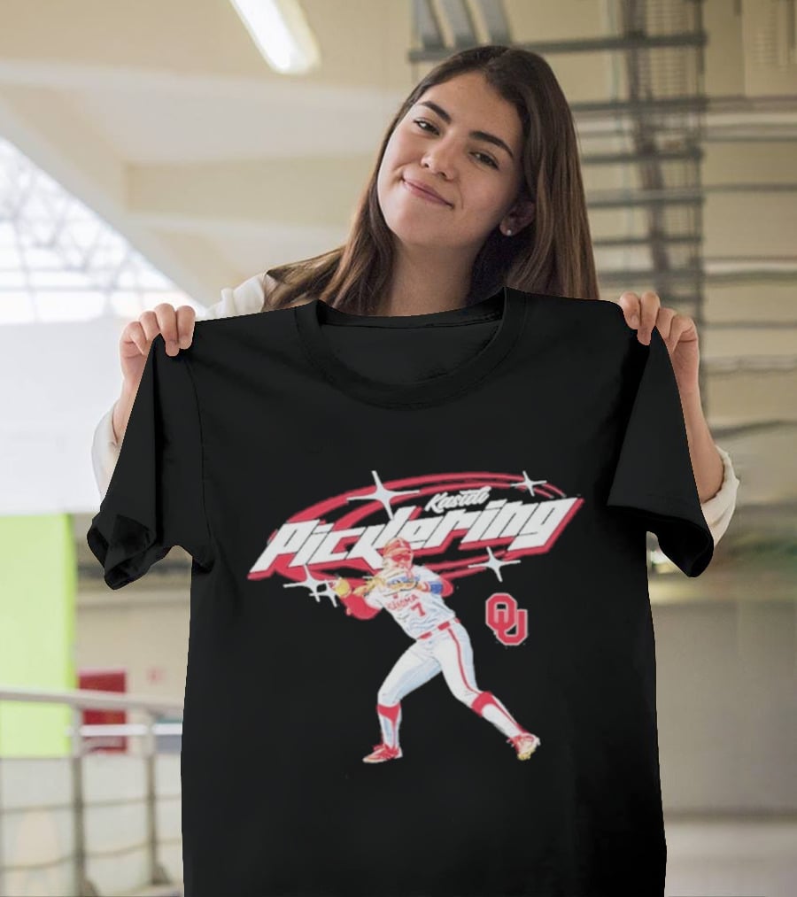 Kasidi Pickering Oklahoma Softball Player Action Sparkle OU T-Shirt