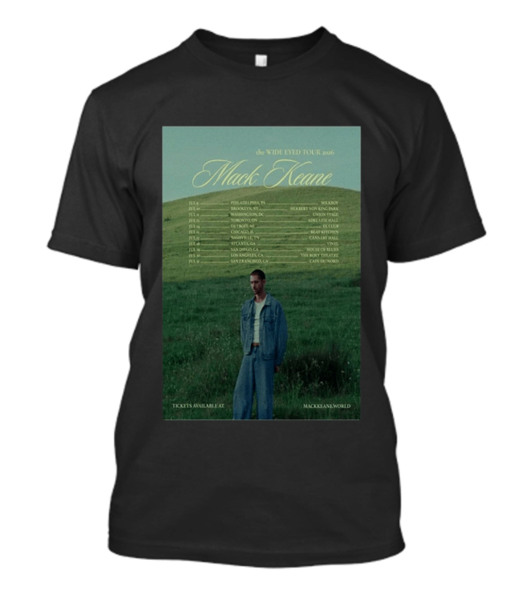 Mack Keane Wide Eyed Tour 2026 Philadelphia Washington Toronto Detroit Montreal Vancouver Atlanta Los Angeles San Francisco T-Shirt