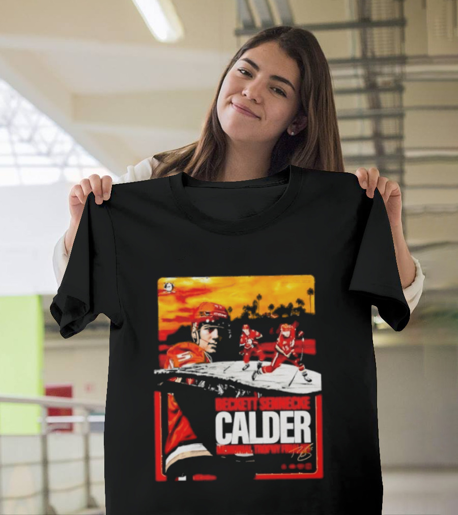 Beckett Sennecke Calder Memorial Trophy Finalist Hockey Player Action Scene T-Shirt
