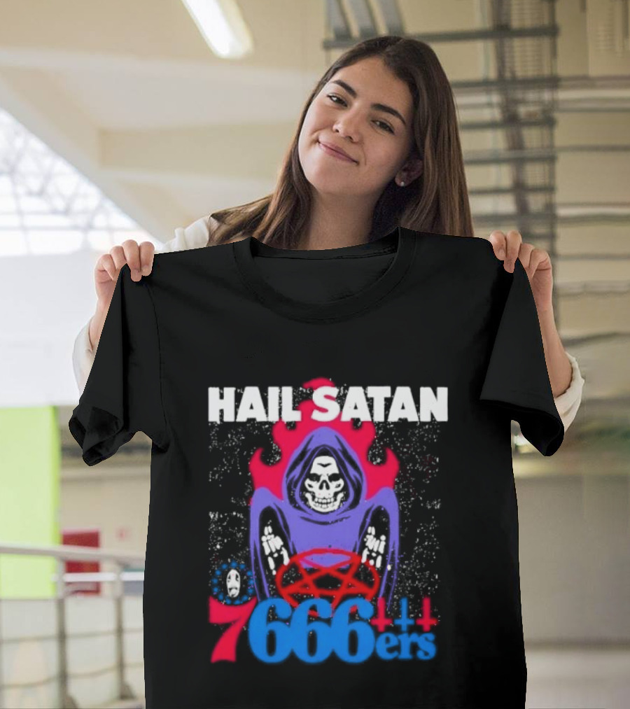 Hail Satan 76ers 666 Flame Creature T-Shirt