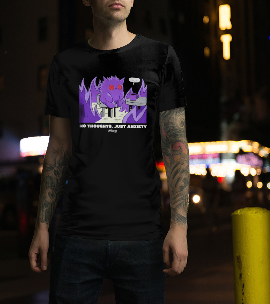Pokemon Gengar No Thoughts Just Anxiety Purple Flame T-Shirt