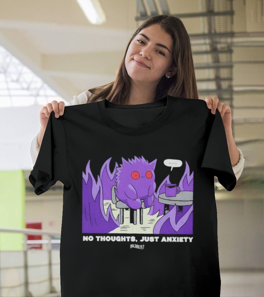 Pokemon Gengar No Thoughts Just Anxiety Purple Flame T-Shirt