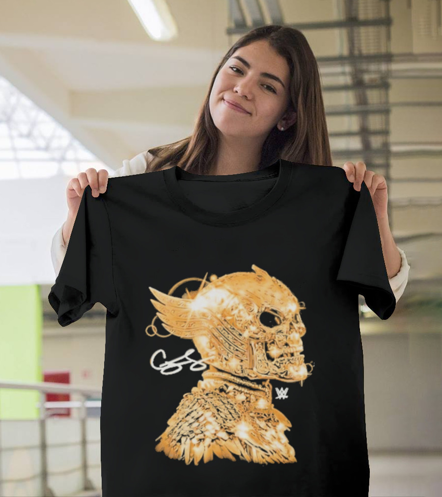 Cody Rhodes Gold Skull Mask Winged WW T-Shirt
