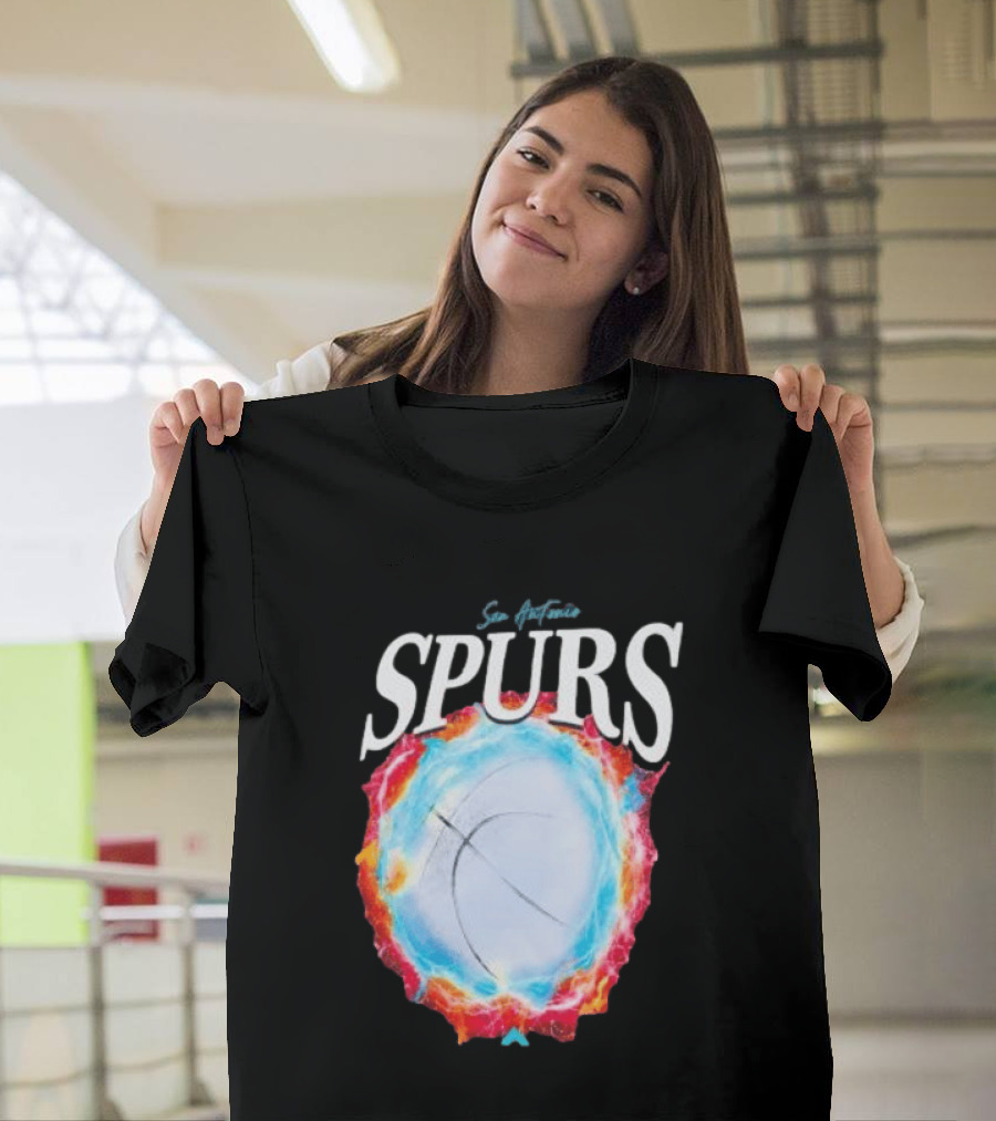 San Antonio Spurs Basketball Fire Ice Burst T-Shirt