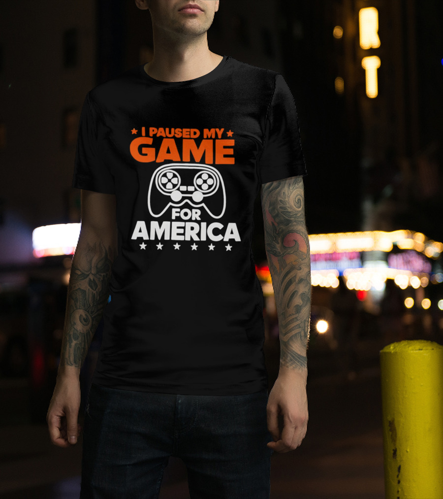 I Paused My Game For America Video Game Controller Stars T-Shirt