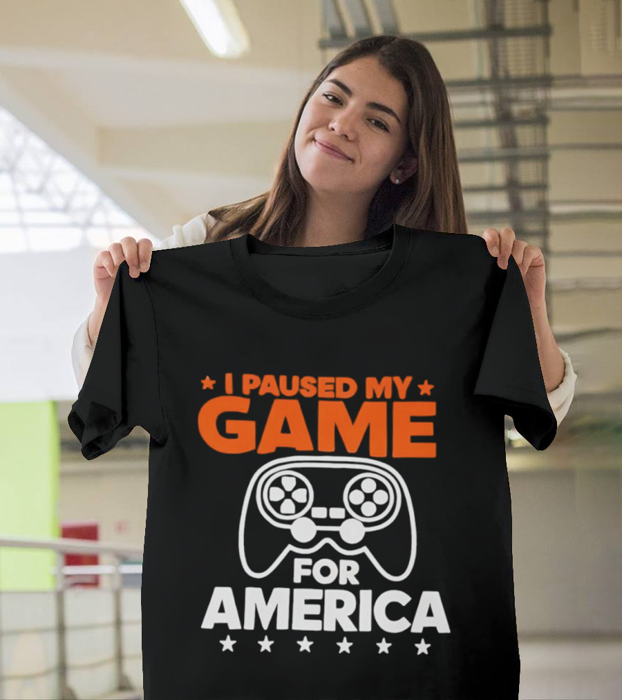 I Paused My Game For America Video Game Controller Stars T-Shirt