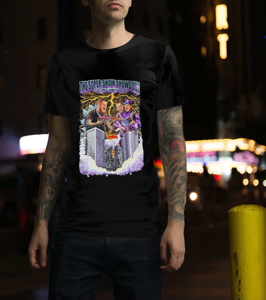The Super Show Showdown FJ Outlaw Vs Siamese Goat God Lightning Clash Skyscraper Battle T-Shirt