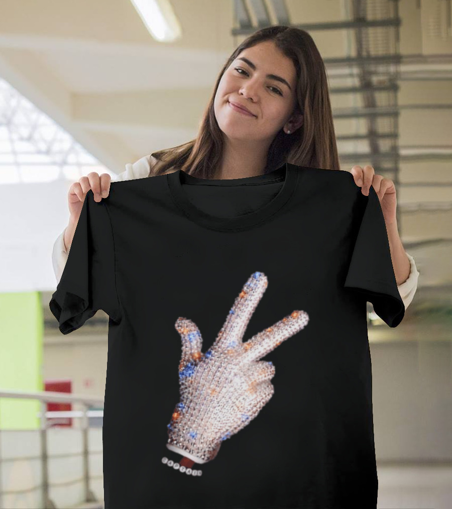Captain Iceman New York Knicks Drake Iceman Sequined Glove Hand Gesture T-Shirt